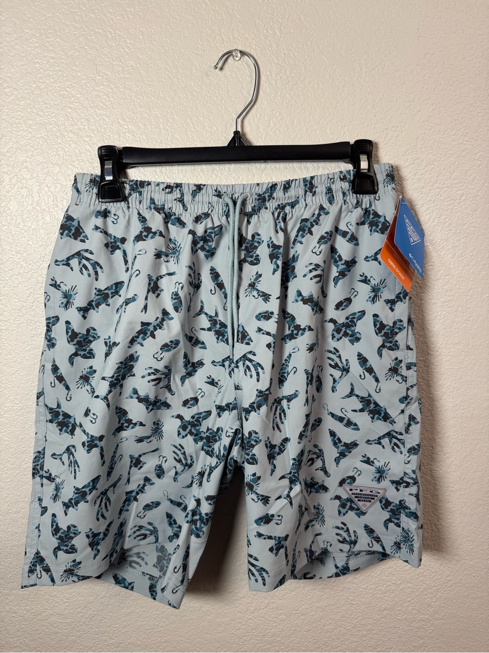 Columbus Men's Light Blue Tropical Print Swim Shorts size S